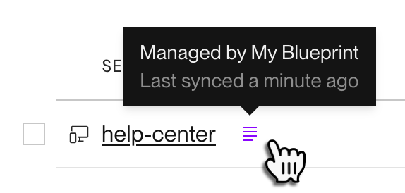 Blueprint-managed resource icon in the Render Dashboard