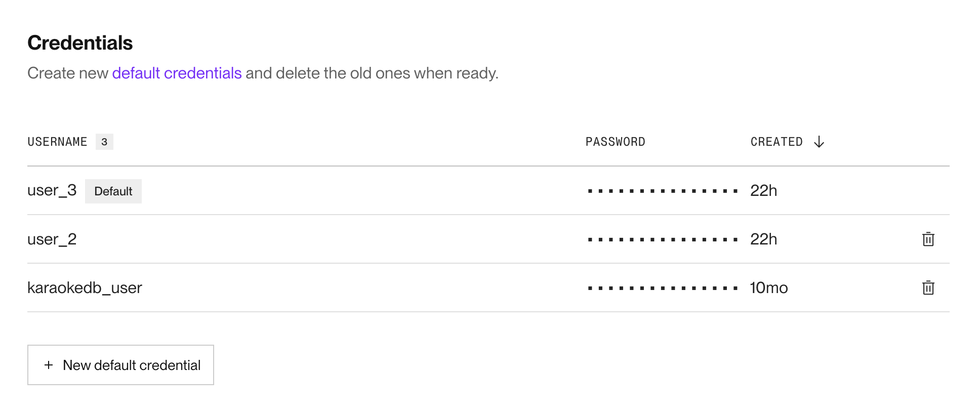 Postgres credentials in the Render Dashboard
