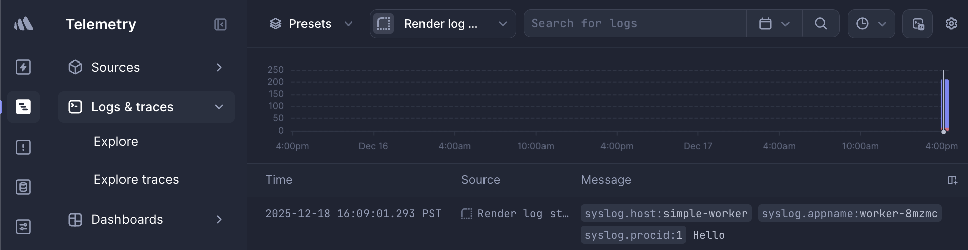 Render logs in Better Stack