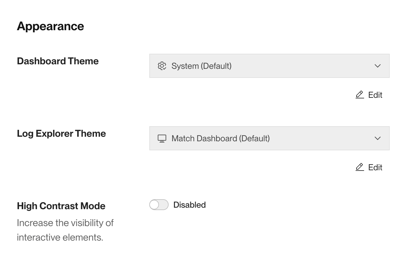 Theme settings in the Render Dashboard