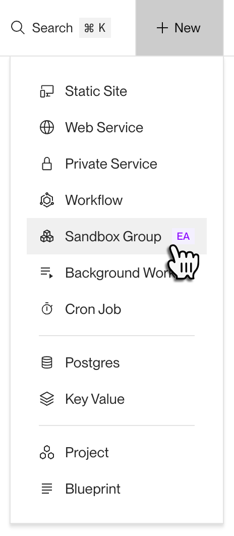 Confirming sandbox support in the Render Dashboard