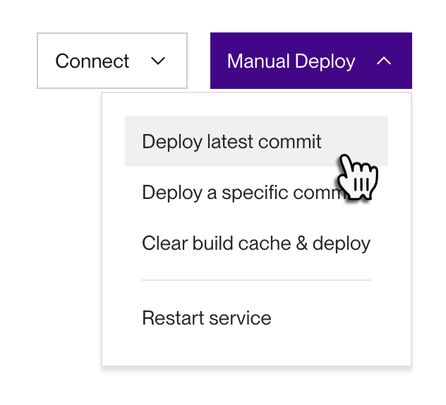 Triggering a manual deploy in the Render Dashboard