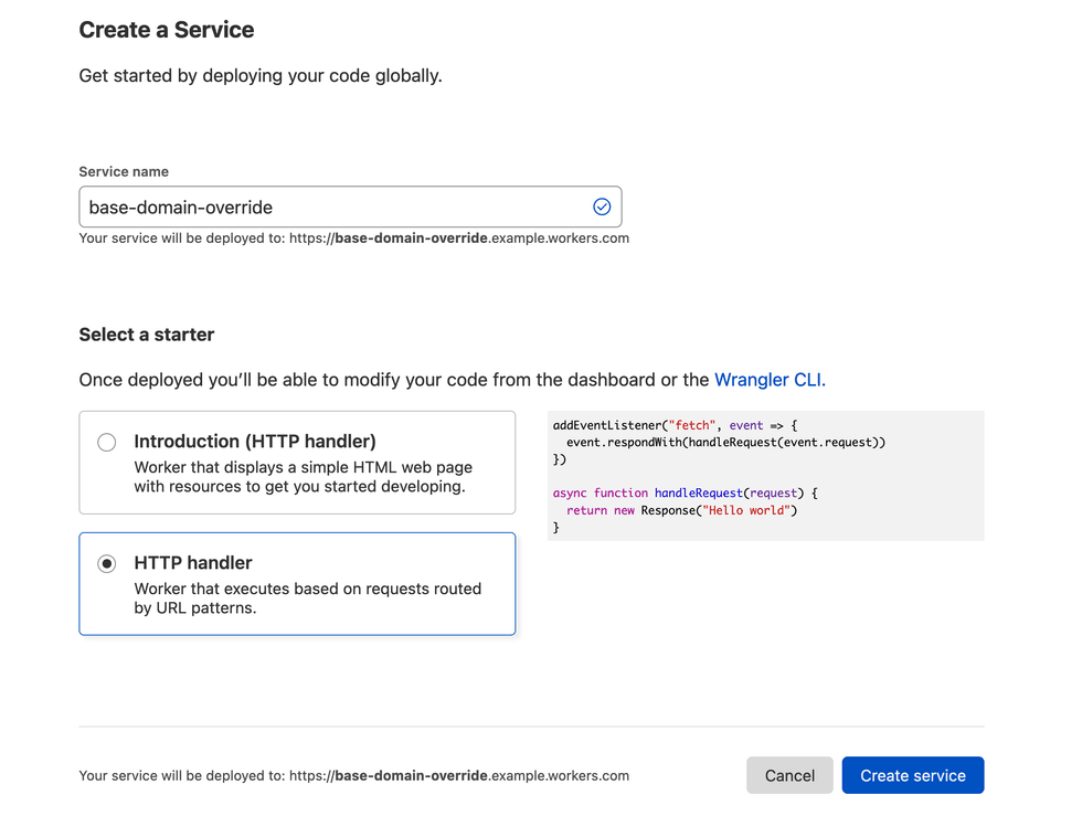 Cloudflare Create a Service