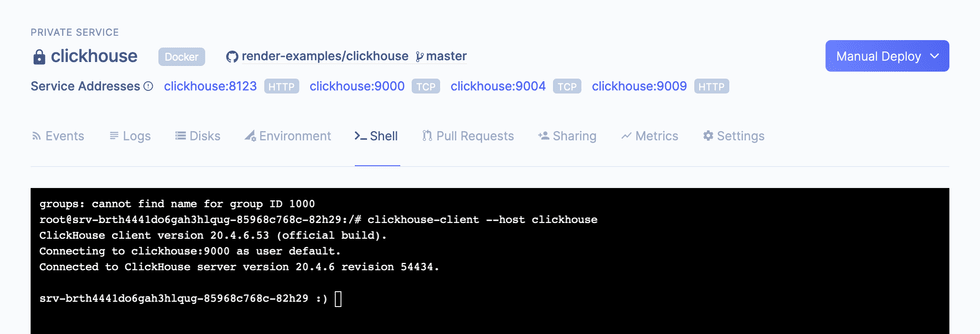 ClickHouse Shell on Render