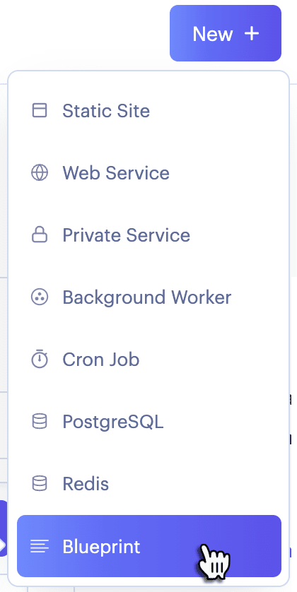 Creating a new Blueprint in the Render Dashboard