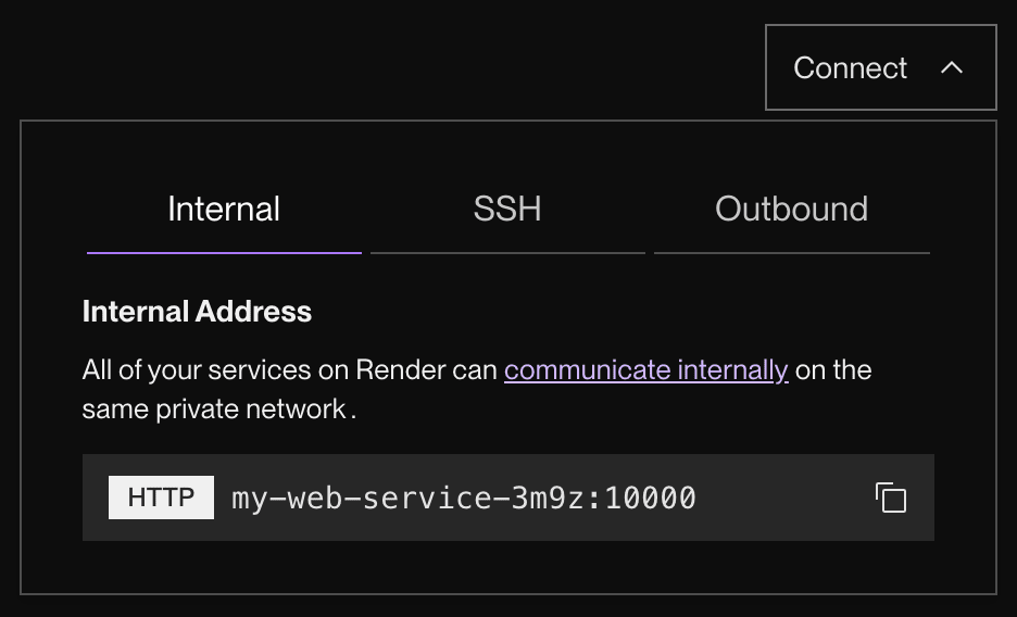 Viewing service internal address