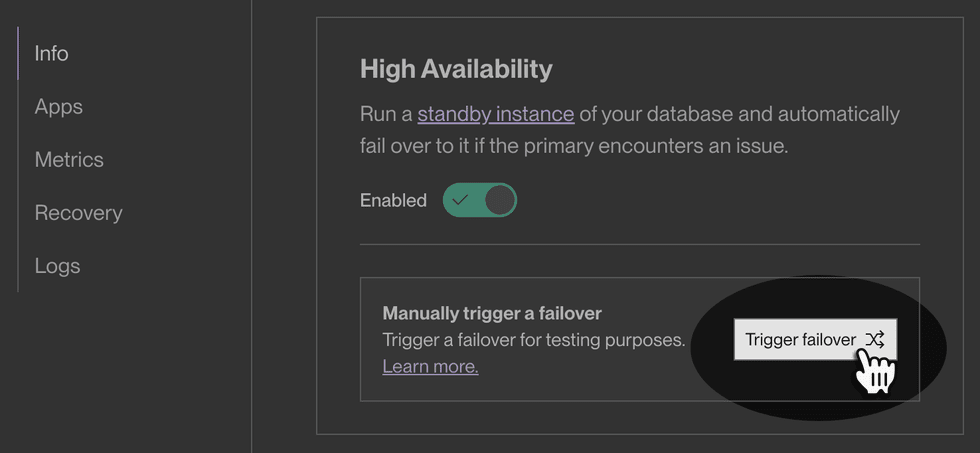 Triggering a manual failover