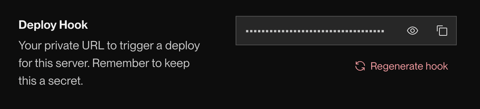A service's deploy hook URL in the Render Dashboard