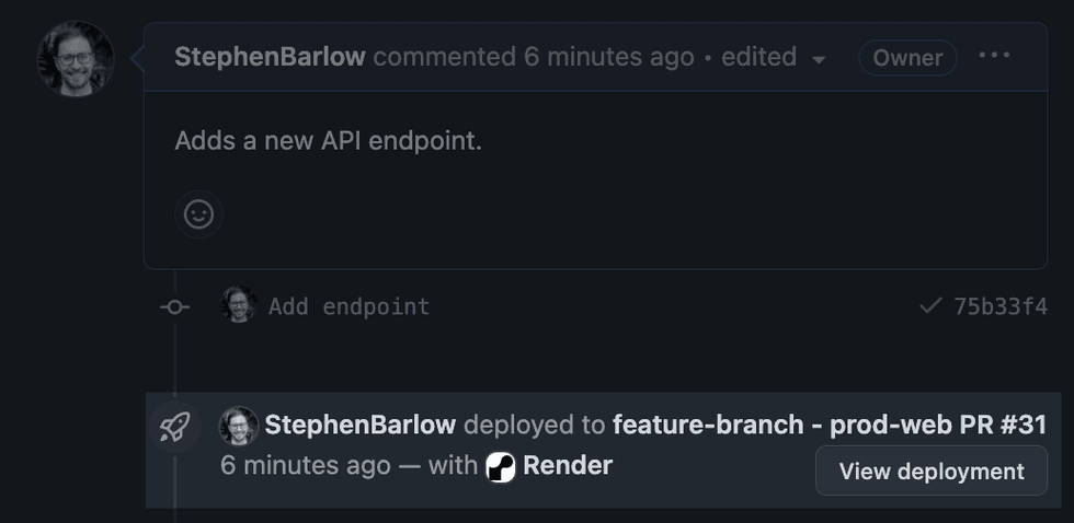 Service preview in GitHub pull request