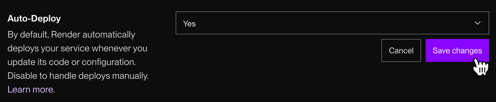 Enabling autodeploys in the Render Dashboard