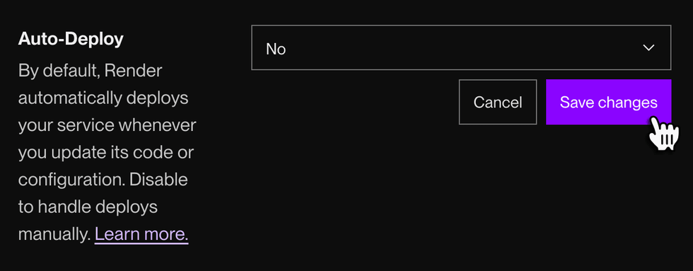 Disabling auto-deploys in the Render Dashboard