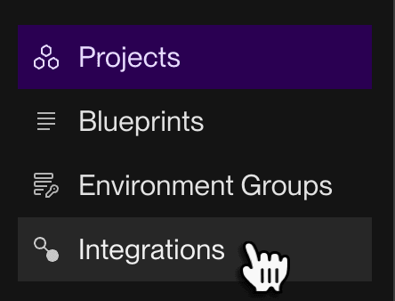 Selecting Integrations in the Render Dashboard