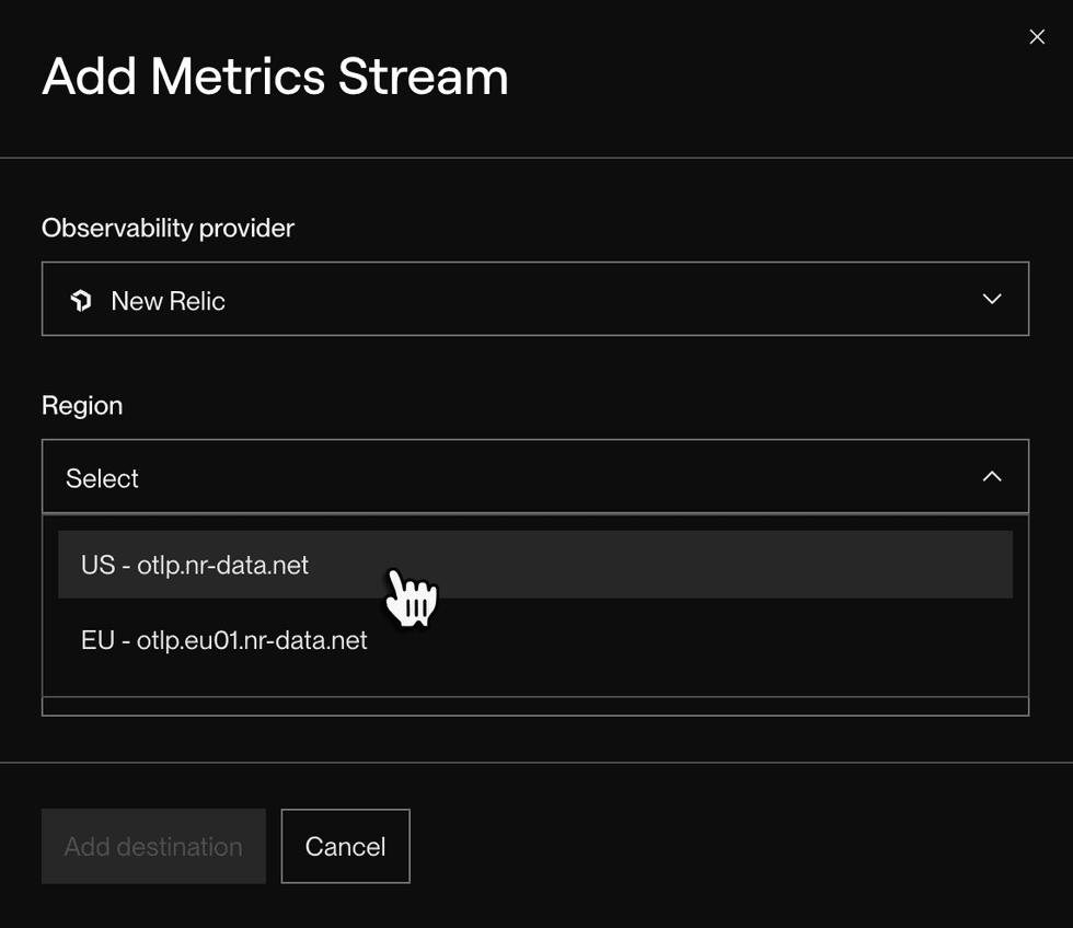 Provider-specific metrics config in the Render Dashboard