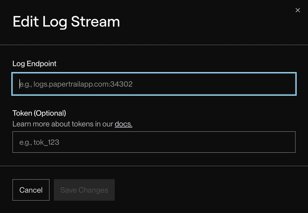 Setting a default log stream in the Render Dashboard